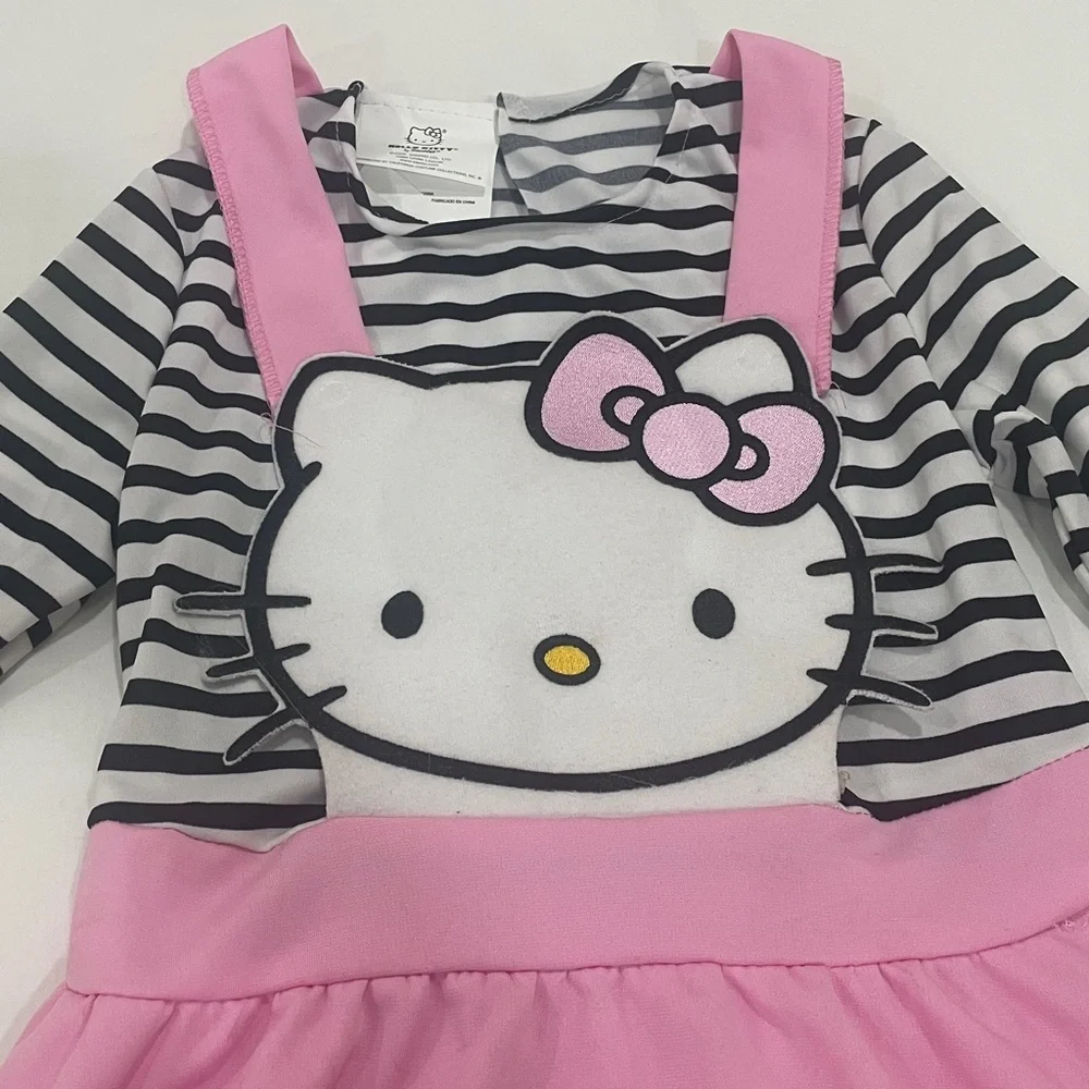 Hello Kitty Striped Pink Dress with Bow Headband size 8-10